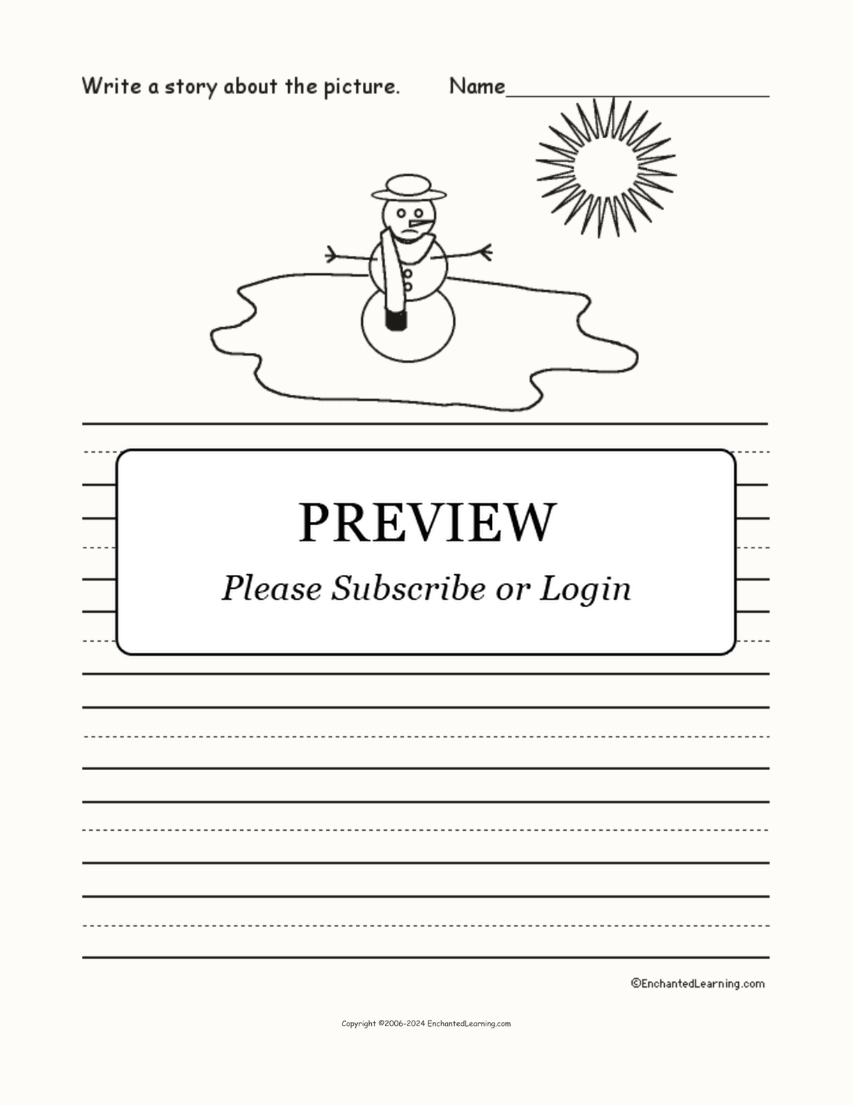Picture Prompts - Snowman Melting Scene interactive worksheet page 1