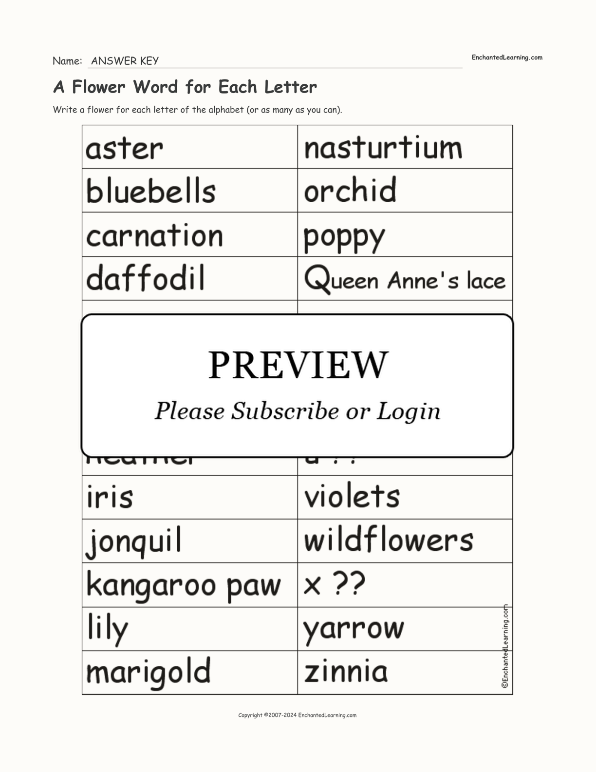 A Flower Word for Each Letter interactive worksheet page 2