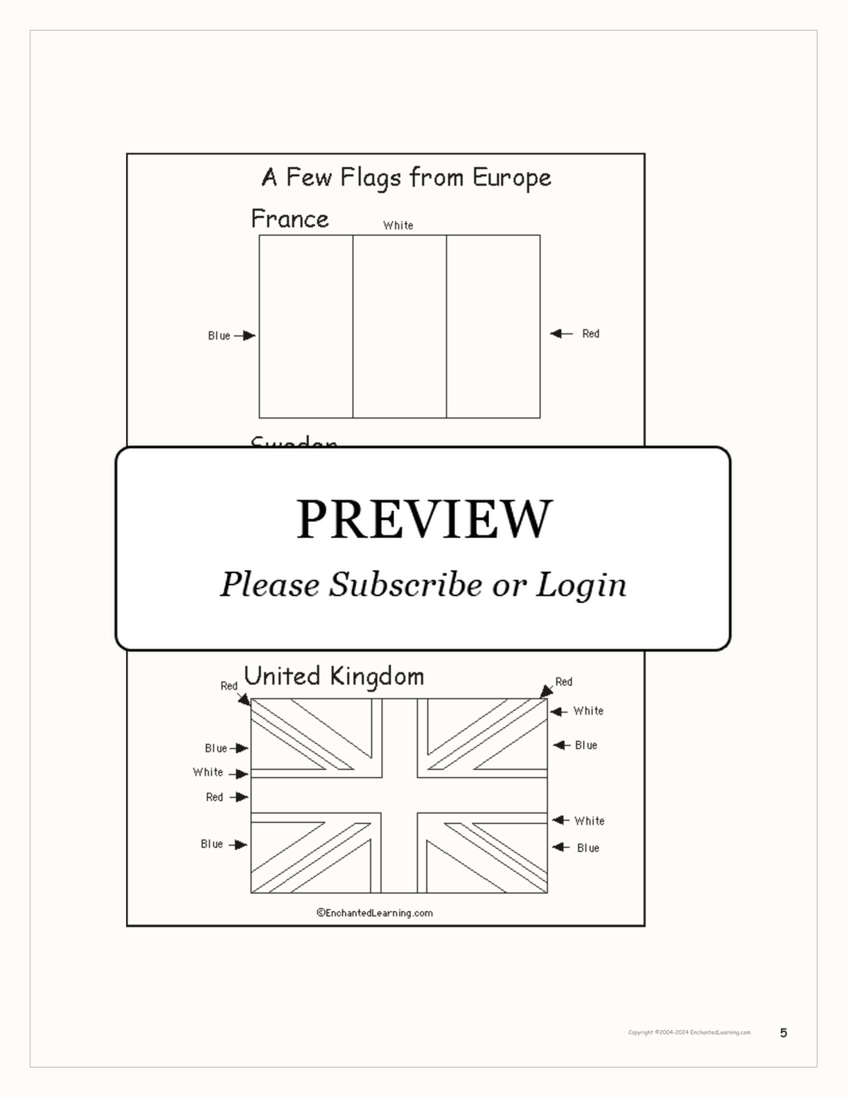 World Flags Book interactive printout page 5