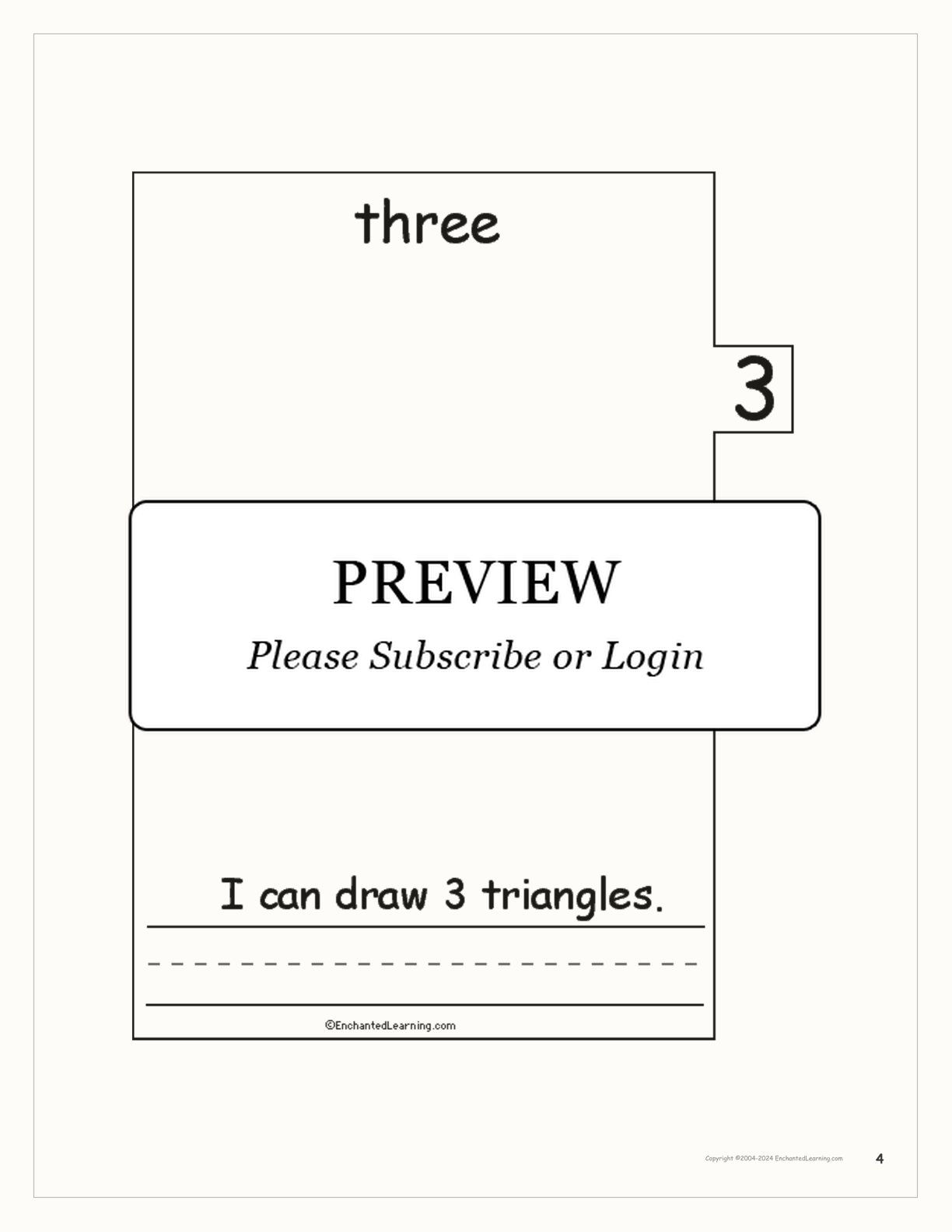 Numbers and Shapes Book interactive printout page 4