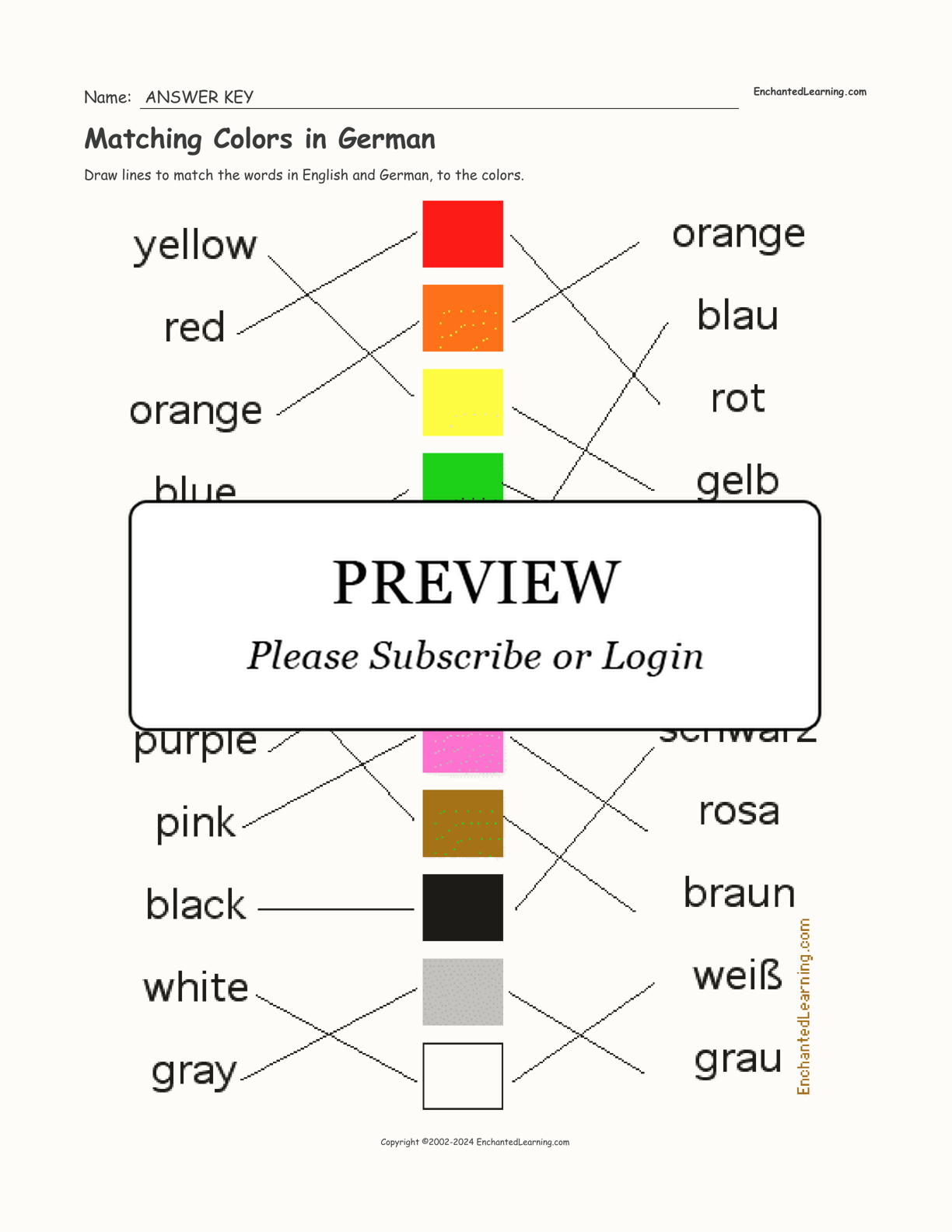 Matching Colors in German interactive worksheet page 2
