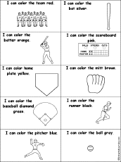 I Can Color Baseball Words