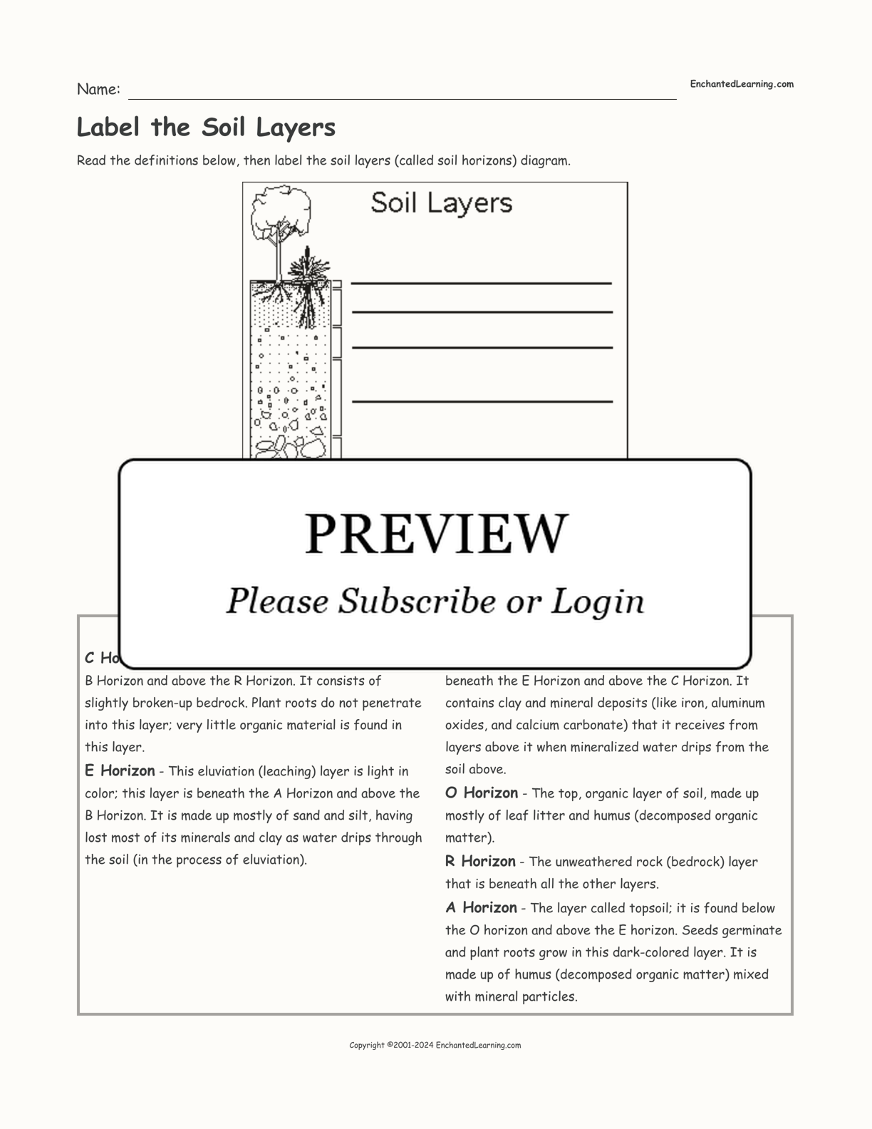 Label the Soil Layers interactive worksheet page 1