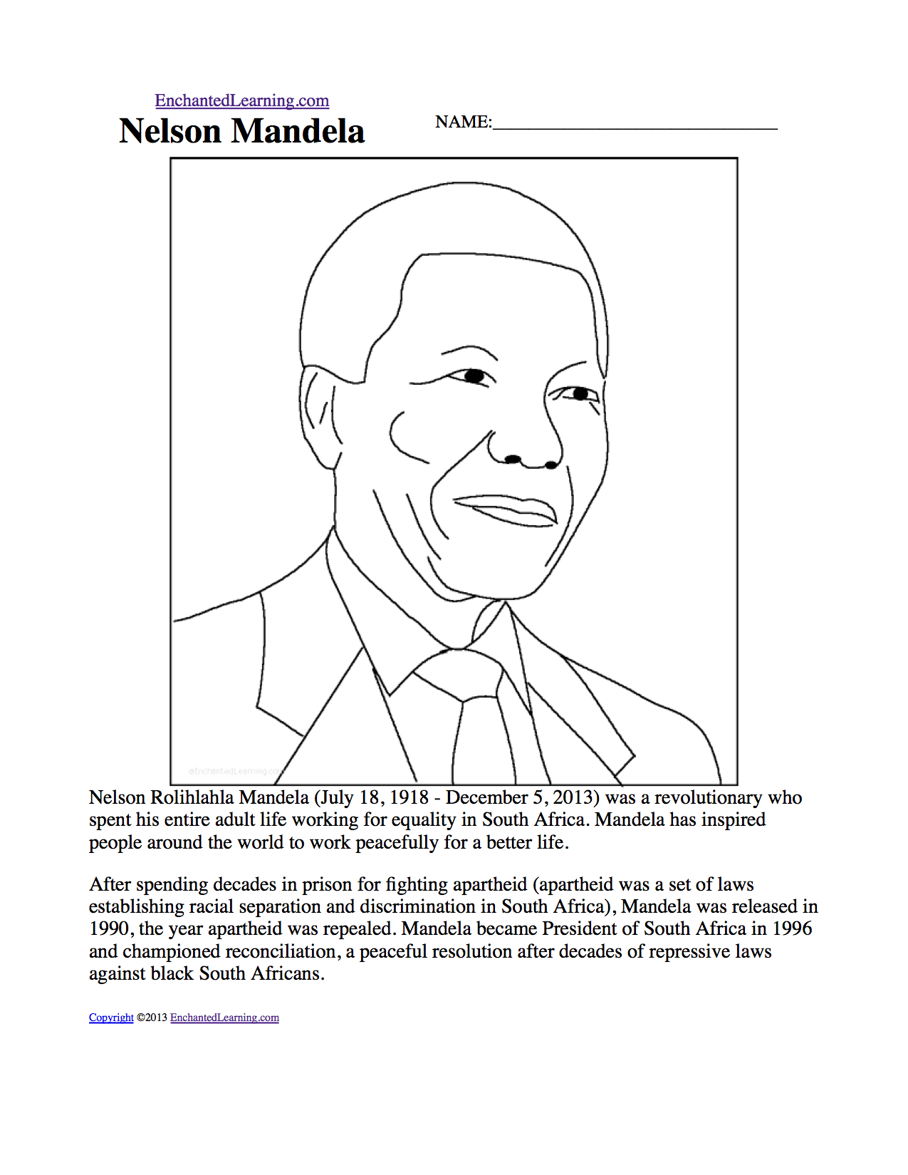 Nelson Mandela printout