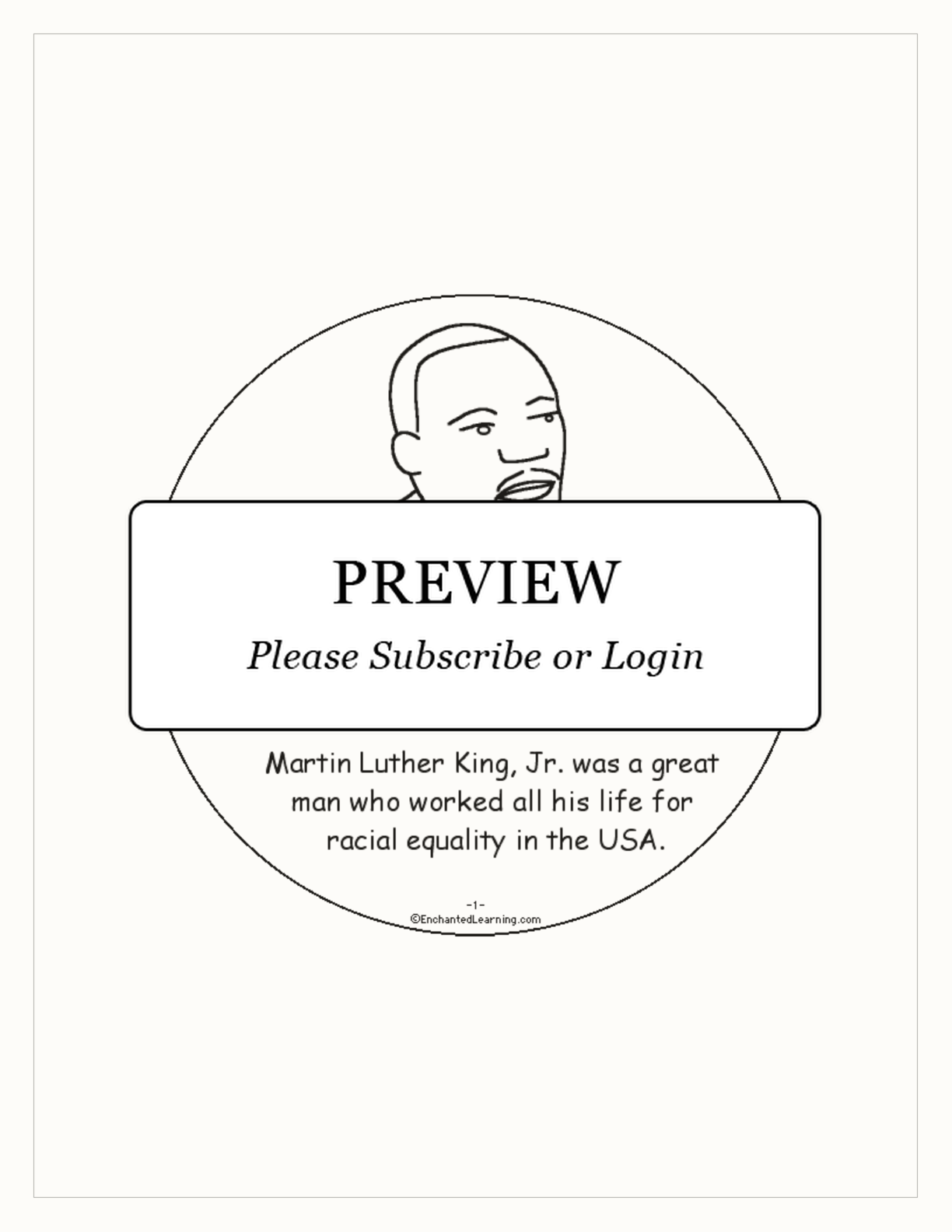 Martin Luther King, Jr., Beginning Reader Book interactive printout page 2