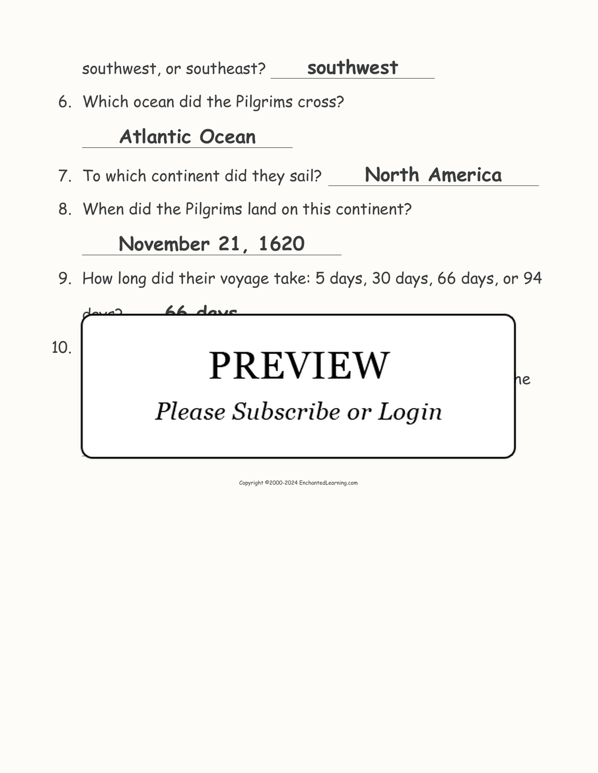 The Crossing of the Mayflower interactive worksheet page 4