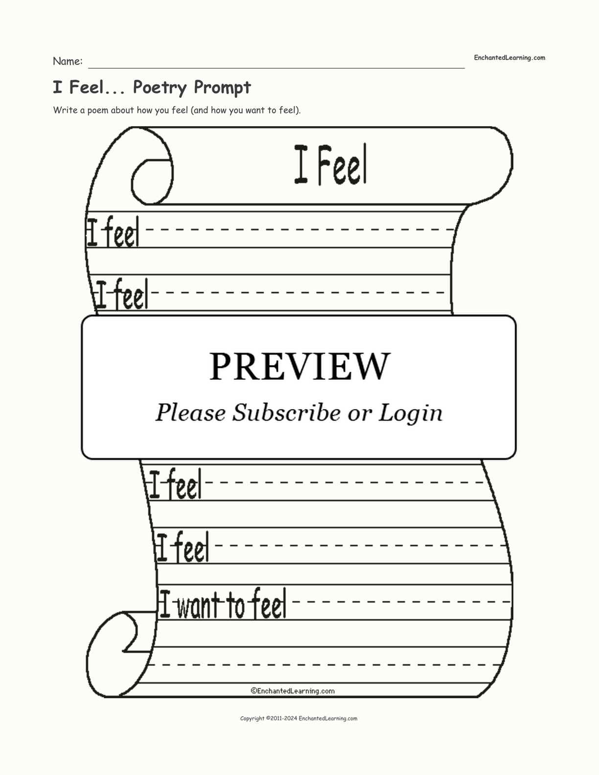 I Feel... Poetry Prompt interactive worksheet page 1