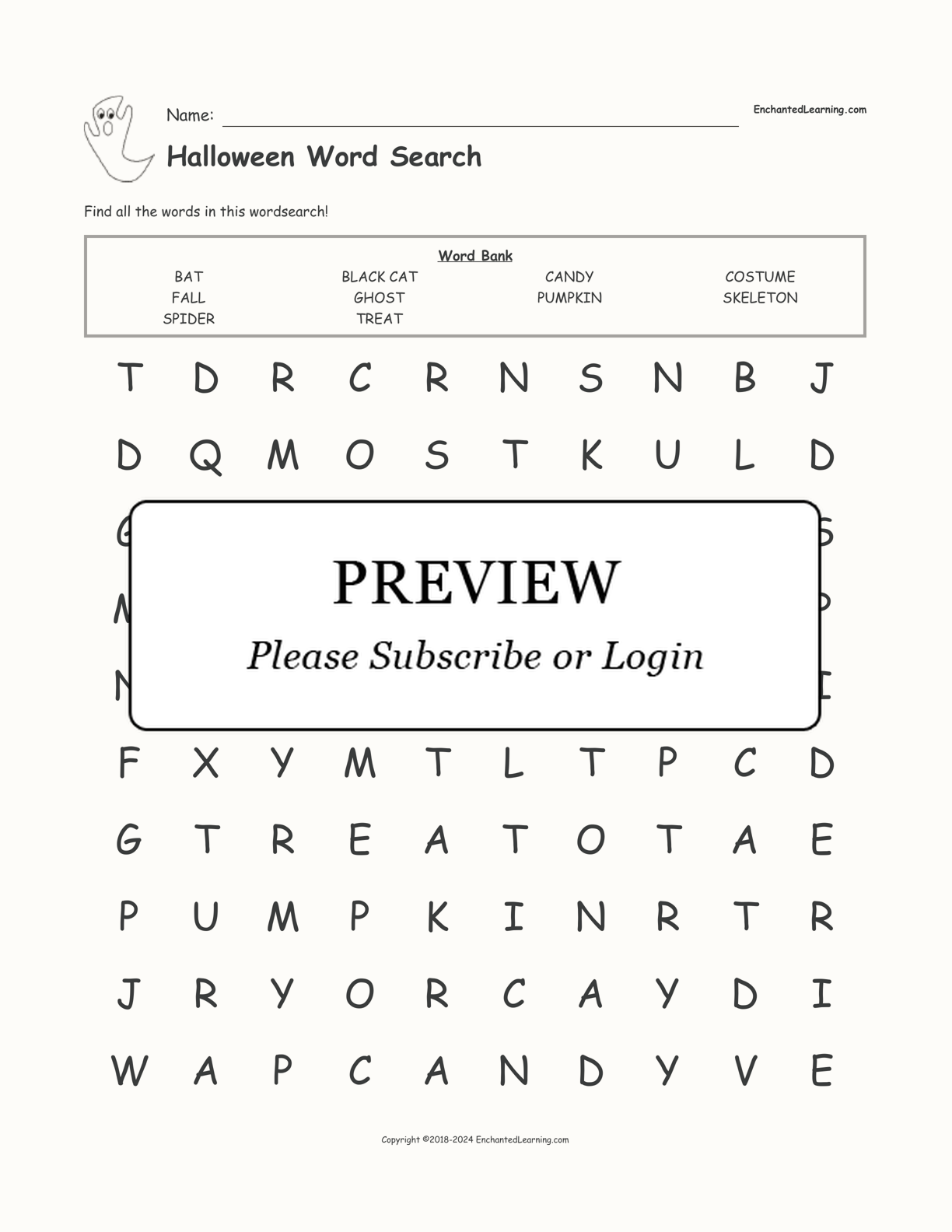 Halloween Word Search interactive worksheet page 1